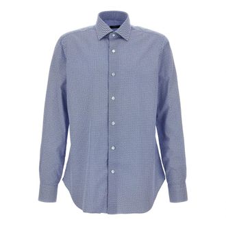 Barba Culto Katoenen Overhemd met Patroon - Heren - Casual Overhemden - Blauw - 3XL - Katoen - Overhemden