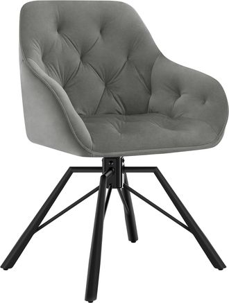 Woltu 1x Sill&oacute;n/silla De Comedor Acolchado Giratorio 360&deg; Sala De Espera Moderna En Terciopelo Elegante Con Reposabrazos, Gris Oscuro - Woltu