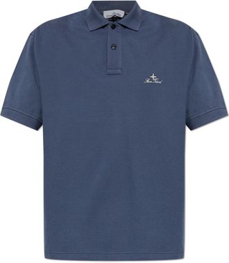 Stone Island Logo Polo - Heren - Polos - Blauw - XL - Katoen - Tops