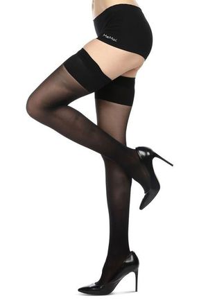 MeMoi Second Skin Sheer Thigh High Stockings in Black at Nordstrom, Size Small