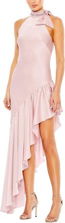 Mac Duggal Halter Neck Ruffled Asymmetrical Gown