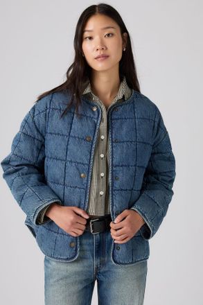 Levi's Poppy Quilted Lightweight Puffer Denim Jacket - Donna - XS - Lavaggio medio / Missing Poppy