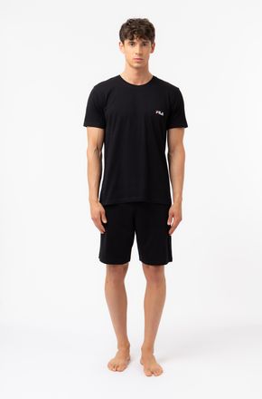 Fila Schlafanzug FILA MAN JERSEY PYJAMAS, Herren, Gr. XXL, schwarz, Jersey, Obermaterial: 100% Baumwolle, bequem kurz, Rundhals, Homewear-Sets Schlafanzug,