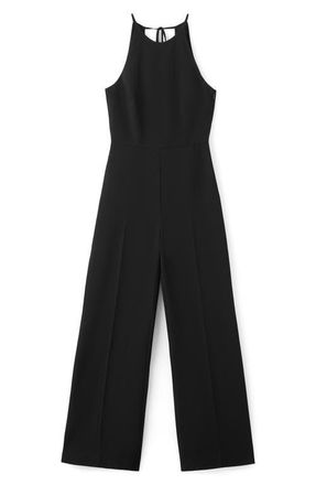 Mango Open Back Halter Neck Jumpsuit in Black at Nordstrom, Size X-Small