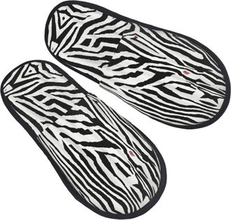 Generic Fuzzy Slippers Zebra Print Printing Fluffy Slippers Casual Washable Slipper For Women Spa Winter L