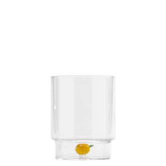 Zafferano Teca Frutta - Set 6 Bicchieri In Vetro Borosilicato Con Limone - Tumbler 35 Cl Doppio Fondo Decorato A Mano, Lavabili Facilmente - Zafferano