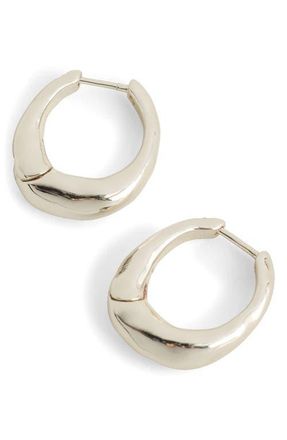 Madewell Hammered Puffy Small Huggie Hoop Earrings in Warm Silver at Nordstrom
