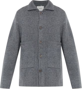 Lisa Yang Louis Cardigan - Heren - Cashmere truien - Grijs - 2XL - Leer - Truien & Vesten