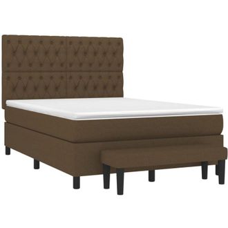 vidaXL Vidaxl - Cama Box Spring Con Colch&oacute;n Tela Marr&oacute;n Oscuro 140x190 Cm