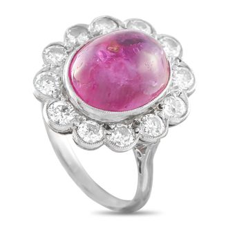 Luxury Bazaar Antique Platinum 1.50ct Diamond and Ruby Ring MF09-050626