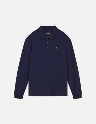 Lyle & Scott Mens Lyle & Scott Branded Chest Logo Navy Blue Long Sleeve Polo Shirt - Size: 38