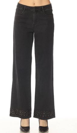 Joseph Ribkoff Embellished Wide Leg Jeans In Charcoal Grey
