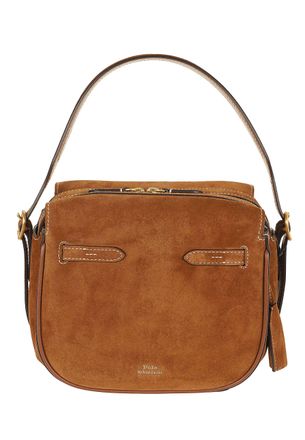 Polo Ralph Lauren Brown Polo ID Mini Suede Satchel