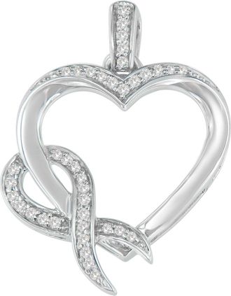 House of Brilliance 925 Sterling Silver 1/6 cttw Diamond Heart Pendant Necklace
