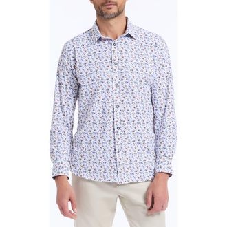 Robert Graham Brauxhall Knit Button-Up Shirt in White Multi at Nordstrom, Size Xxx-Large