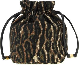 Ganni Metallic Bou Bucket Clutch Marrone-Donna