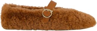 Ferragamo Lamsvel ballerinas - Dames - Ballerinas - Bruin - 39 EU - Leer - Schoenen