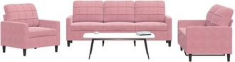 vidaXL Juego De Sof&aacute;s Con Cojines 3 Piezas Terciopelo Rosa Vidaxl