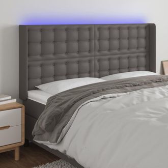 vidaXL Cabecero Con Led Cuero Sint&eacute;tico Gris 203x16x118/128 Cm Vidaxl