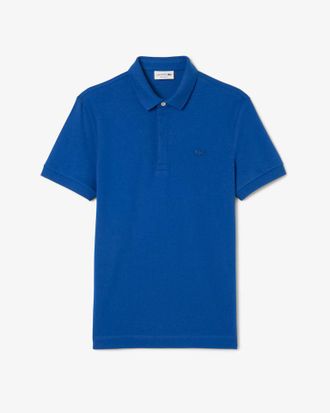 Lacoste Mens Paris Strech Pique Polo Shirt Saphire Blue Cotton - Size X-Large