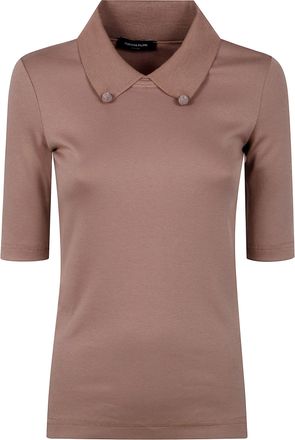 Fabiana Filippi Short Sleeve T-Shirt With Knit Collar And Pins