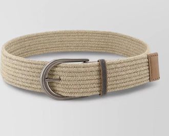 Brunello Cucinelli linen belt braided design shiny loop