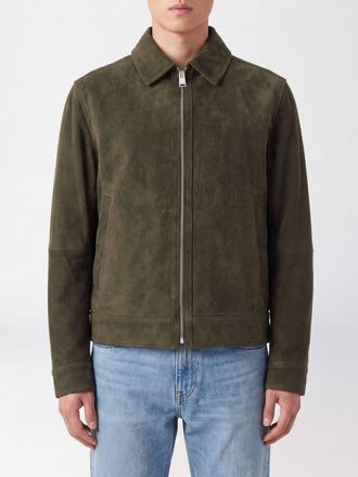 HUGO BOSS Giacca corta in pelle ovina scamosciata con chiusura a zip