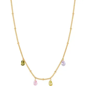 Estella Bartlett Cubic Zirconia Station Necklace in Gold at Nordstrom