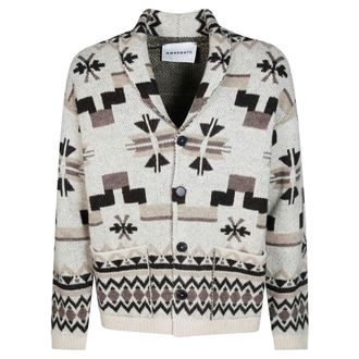 Amaranto Cardigan Fantasia - - Knitwear - Uomo - Bianco - L