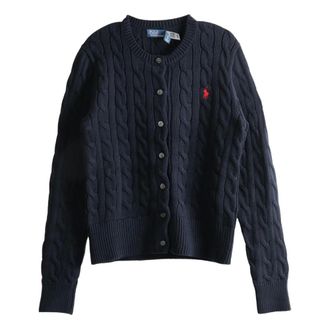 Polo Ralph Lauren Truien & Vesten, Dames, Blauw, L, Katoen, Kabelgebreide katoenen V-hals vest