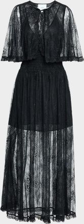 Aknvas Tissy Lace Cape Gown
