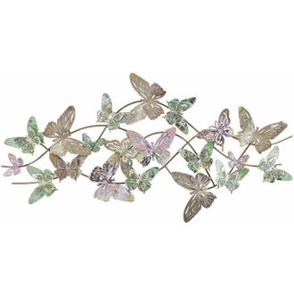 Beliani Decorazione murale in metallo farfalle multicolore 100 x 53 cm arte natura moderno glamour boho Gallium