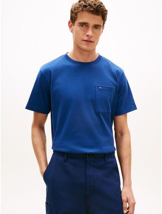 Tommy Hilfiger Mens Mesh Jersey Pocket T-Shirt - Blue - XL