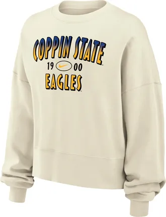 Nike Womens College (Coppin State) Phoenix Fleece Crew-Neck Sweatshirt in White | W33302CPNS26-SAI