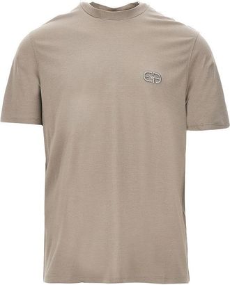 Emporio Armani Lyocell-blend jersey T-shirt with embroidery Man XL