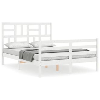 Berkfield Home Bed Frame with Headboard White 140x190 cm Solid Wood