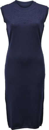 Lanvin Knitted Midi Dress in Navy Blue Wool
