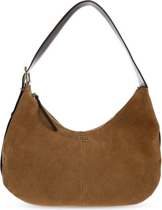 Ganni Tassen, Dames, Bruin, ONE Size, Leer, Hobo Belt Medium Suede Tas