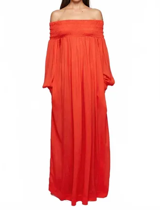 S/W/F Off Shoulder Maxi Dress In Spiced Coral
