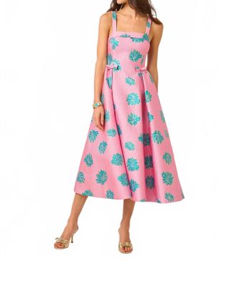 Lilly Pulitzer Rissy Midi Dress In Conch Shell Pink Jungle Flower Brocade