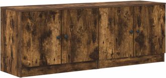 vidaXL Armario De Almacenamiento Para Cama Alta 2 Uds. Roble Ahumado Vidaxl