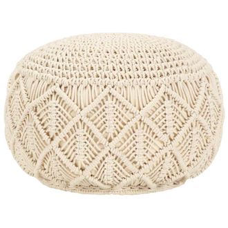 vidaXL Puf De Macram&eacute; Hecho A Mano Algod&oacute;n 45x30 Cm Vidaxl