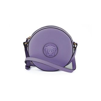Versace La Medusa Round Camera Bag for Women in Purple Calf Leather