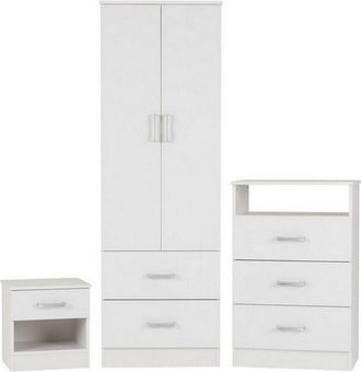 Seconique Seconique - Polar Bedroom Set - Wardrobe, Drawers Chest & Bedside - White