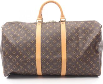 Louis Vuitton Brown Coated Canvas Leather Boston Bag (Pre-Owned)
