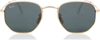 Ray-Ban RB3548N Hexagonal Metal Flat Lenses 001/R5 Mens Sunglasses Gold Size 51