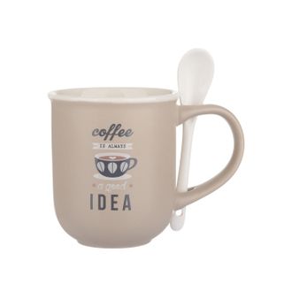 KASANOVA Mug caff&egrave; beige 400 ml con cucchiaino