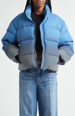 Alexander Wang Reflective Gradient Puffer Jacket in Silver/Blue at Nordstrom, Size Small