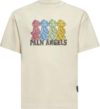 Palm Angels Tops, Heren, Beige, L, Katoen, Crossroads Bears T-Shirt