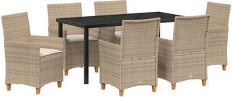 vidaXL Garden Dining Set 7 pcs Beige Poly Rattan vidaXL